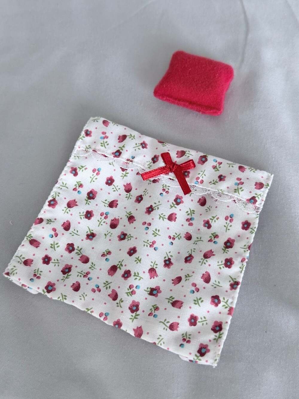 Calico Dollhouse Miniature Comforter And Pillow